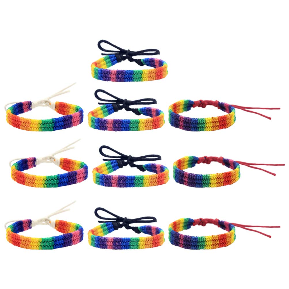 10pcs Handmade Pride Braided Bracelets - LGBT Rainbow Bracelet for Men & Women - Cotton Woven Rope Friendship Bracelet - Perfect for Pride Month, LGBTQ+ Events & Daily Wear