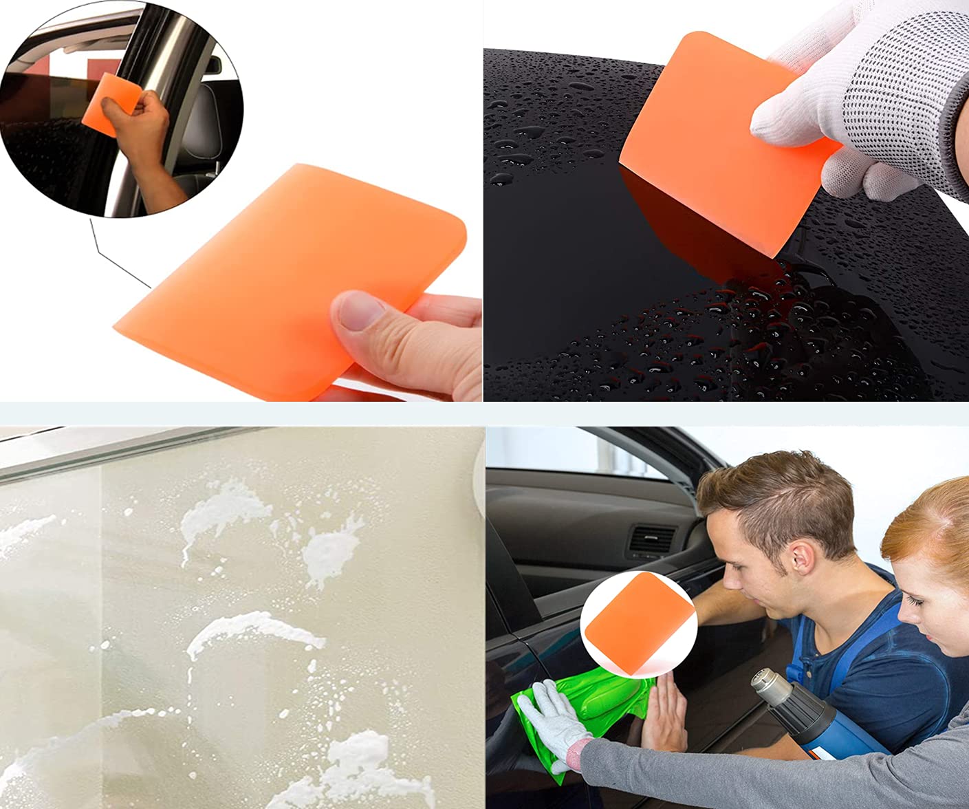 Vinyl Rubber Squeegee - HiYi Mini Soft Coating Scraper for Car Windshield & Window Cleaning | Scratch-Free TPU Hand Tool for Auto Detailing, Body Filming & Edge Trimming (Orange) | Perfect for Car Wash, Home Glass Cleaning & DIY Projects
