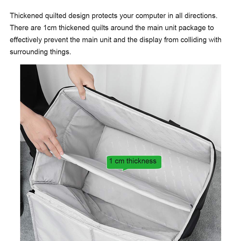 Buwico 24-Inch Rolling Desktop PC Travel Case - Heavy-Duty Computer Carrying Bag with Wheels for CPU, Monitor, Keyboard & Accessories | Perfect for Office, Gaming Setup & Tech Transport