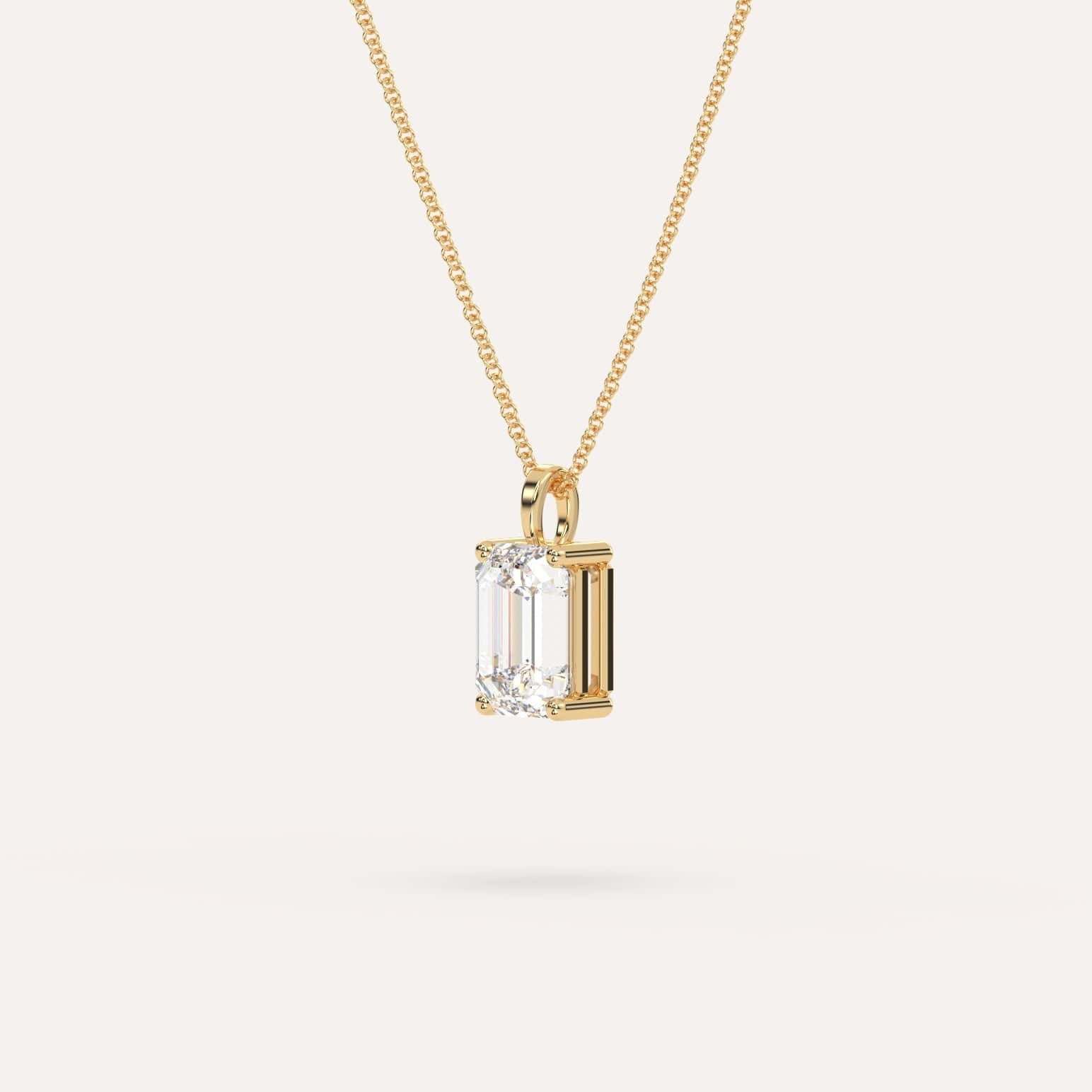 2 Carat Emerald Diamond Pendant Necklace - 14K Gold Solitaire Jewelry for Women - Elegant Gift for Anniversary, Birthday & Special Occasions