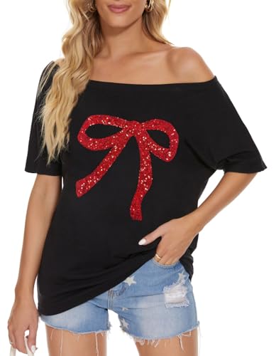 Black+ Red Sequin Bow
