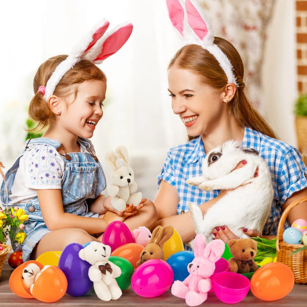 12 Pack NEWBEA Prefilled Easter Eggs with Stuffed Bunny Toys - 3.15