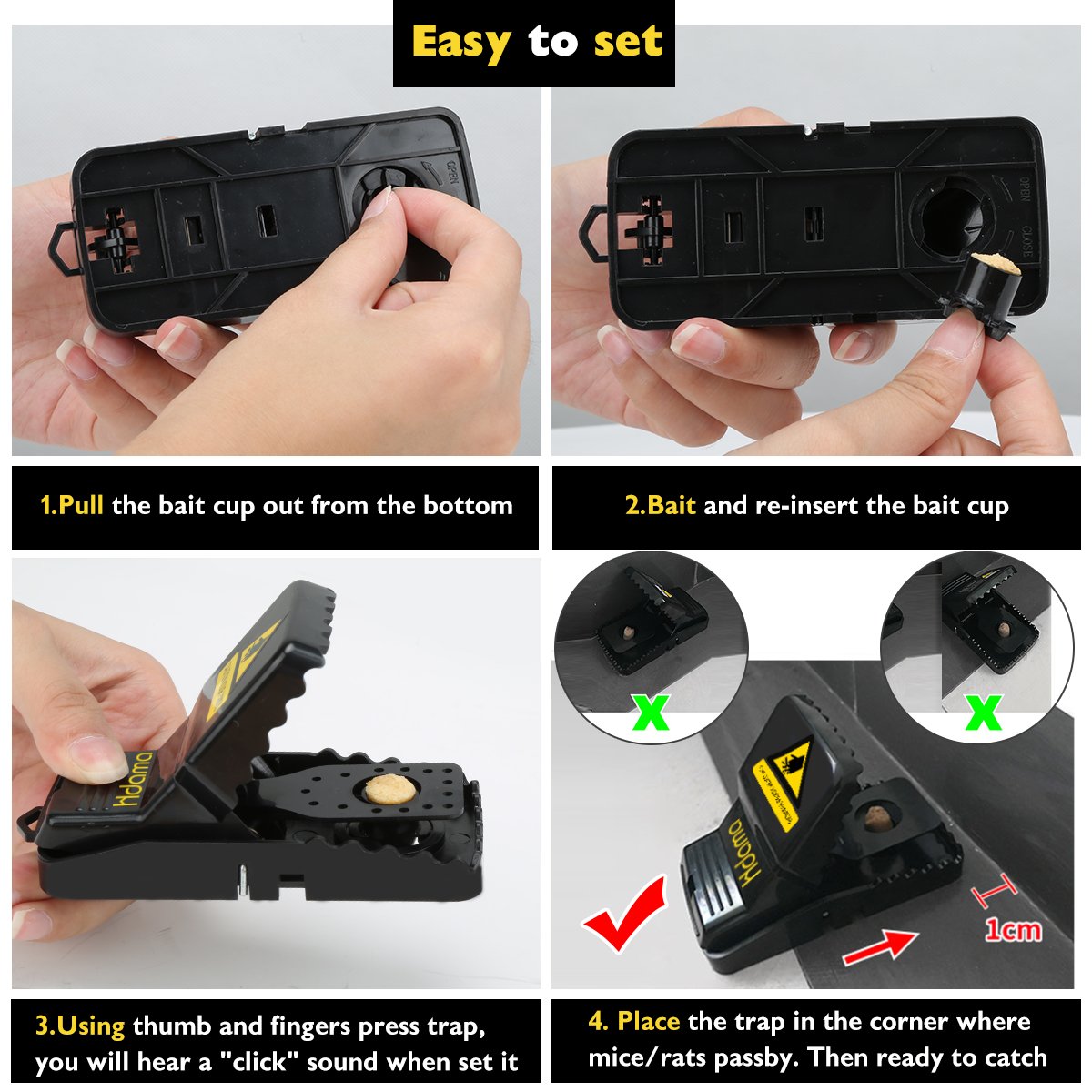 Effective Mouse Traps for Indoor & Outdoor Use - 6 Pack Quick Kill Snap Traps for Small Mice | Safe, Reusable & Humane Rodent Control | Ideal for Homes, Kitchens, Garages & Gardens