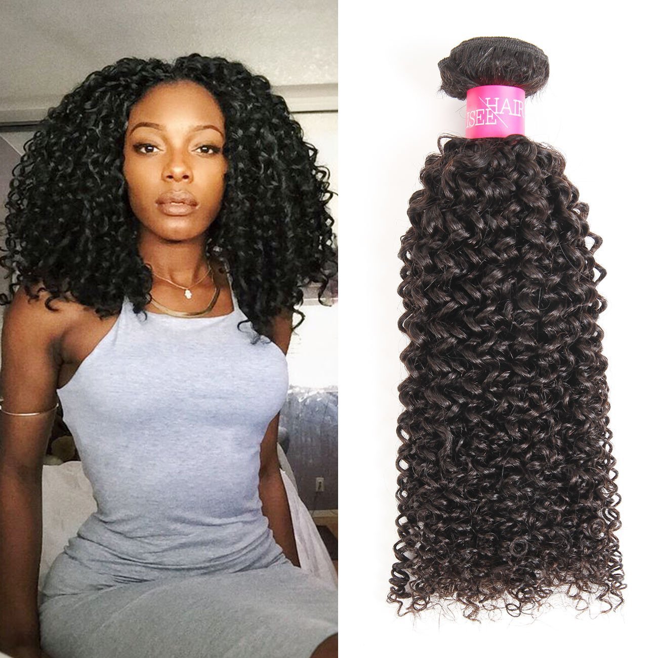 ISEE 100% Virgin Malaysian Deep Curly Jerry Curly Human Hair Extensions - 3 Bundles Unprocessed Natural Black Hair (20/22/24 Inches) for Styling, Weaving & Coloring | Perfect for Daily Wear, Parties & Special Occasions