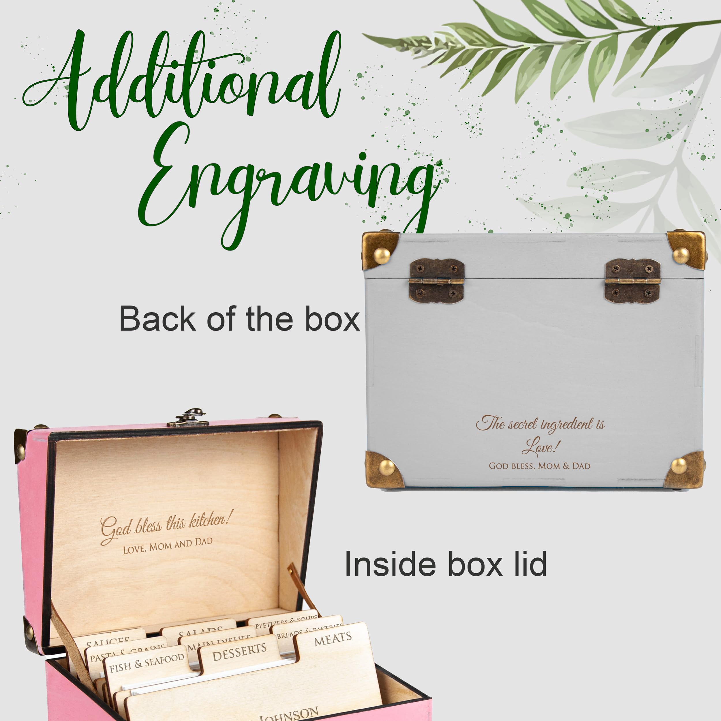 Personalized Wooden Recipe Box for Wedding & Bridal Shower - Custom Recipe Card Organizer with 9 Dividers & Blank Cards - Unique Housewarming & Christmas Gift for Couples - Perfect for Kitchen Organization, Recipe Storage & Family Cooking Memories