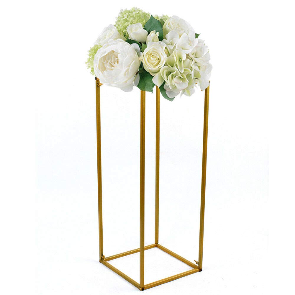 Modern Geometric Metal Flower Floor Vase Stand - 60cm Tall Wedding Centerpiece for Ceremony Aisle Decor, Reception Table Decorations, and Floral Backdrop Props (Set of 10)