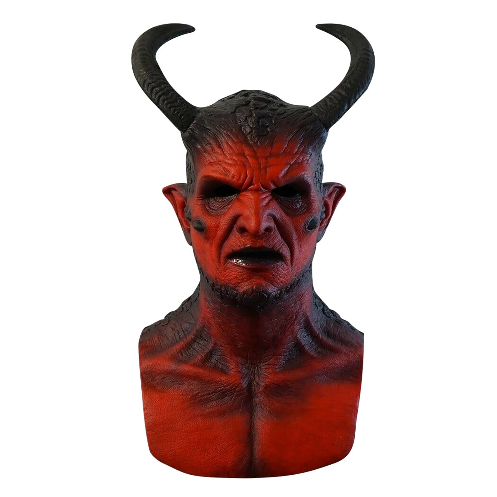 Realistic Devil Latex Mask with Horns - Scary Halloween Demon Mask for Trick or Treat, Cosplay & Horror Parties - Perfect for Halloween Costumes, Haunted Houses & Themed Events