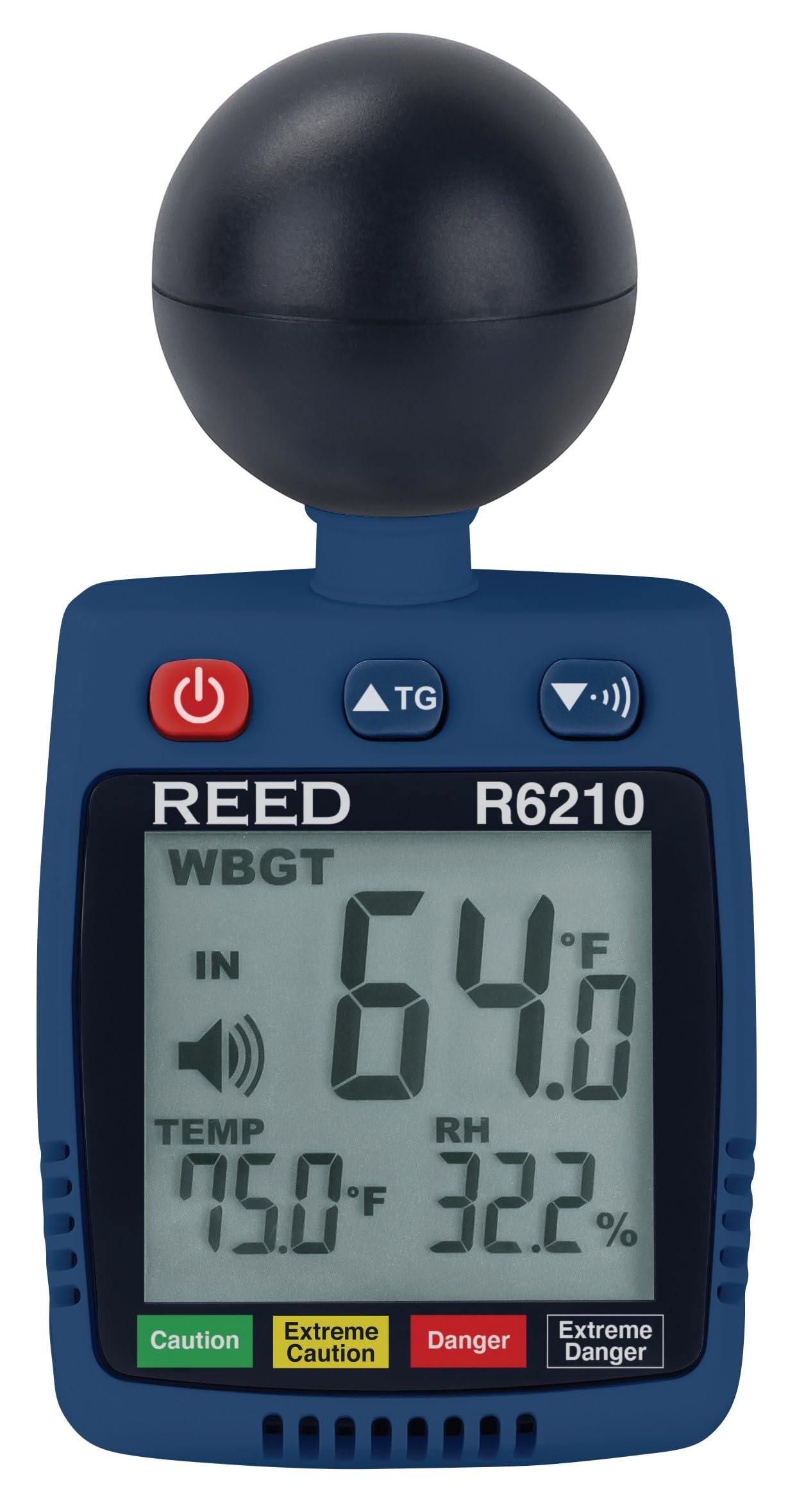 REED Instruments R6210 Heat Stress WBGT Meter - Portable Digital Thermometer for Workplace Safety, Industrial & Outdoor Use - Monitor Temperature, Humidity & Heat Index in Construction, Factories & Sports