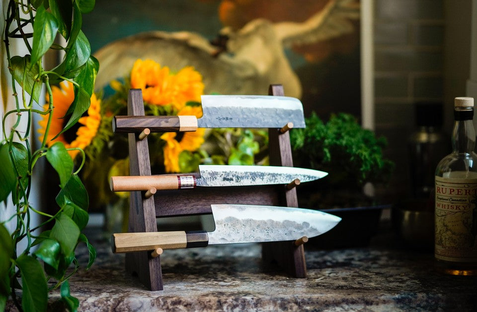 Premium Wooden Knife Stand Holder - Organize Kitchen Knives Safely | Perfect for Chefs & Home Cooks | Ideal for Countertop & Drawer Storage