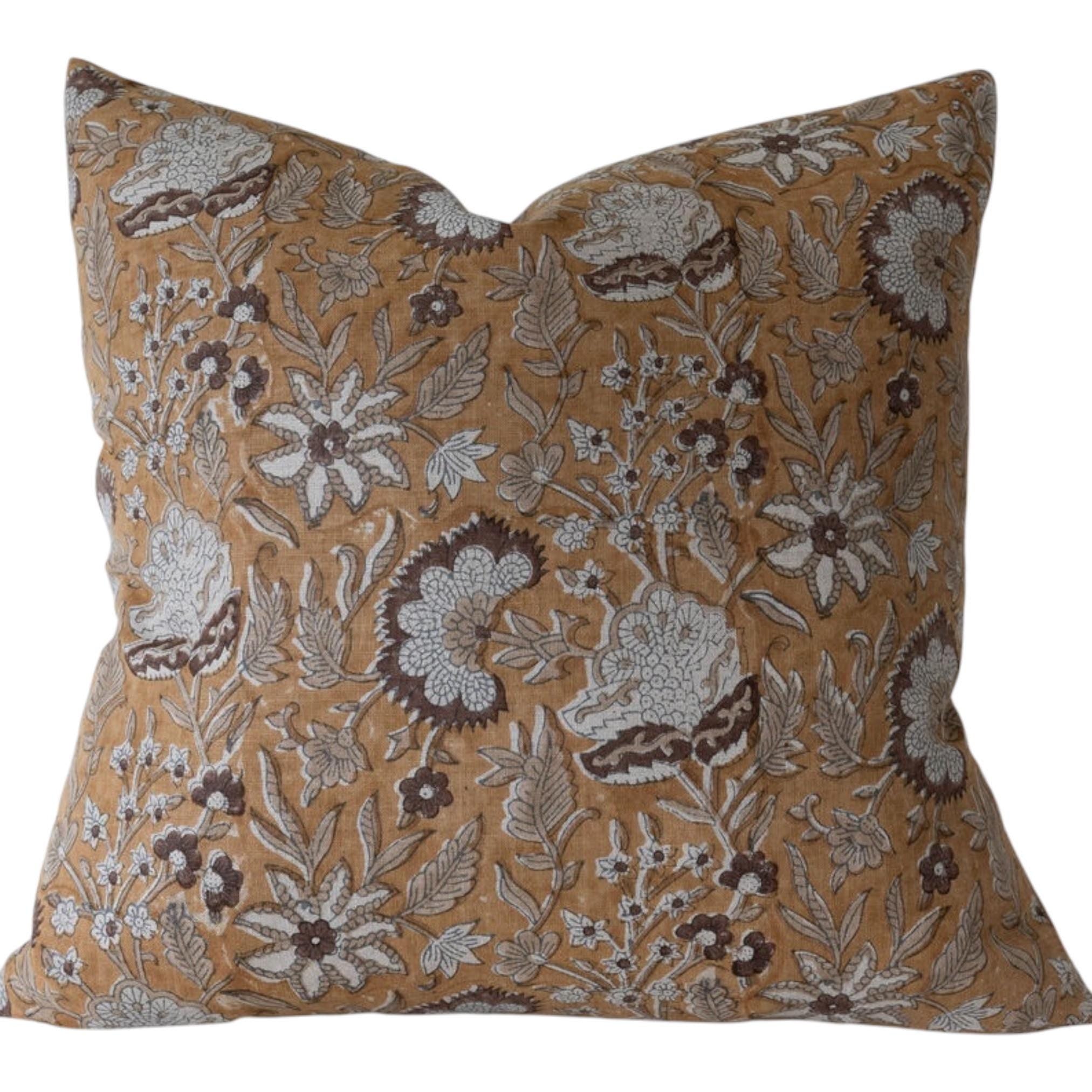 Stylish Vernal Block Print Floral Pillow Cover - Bohemian Home Decor for Living Room, Bedroom & Outdoor Use