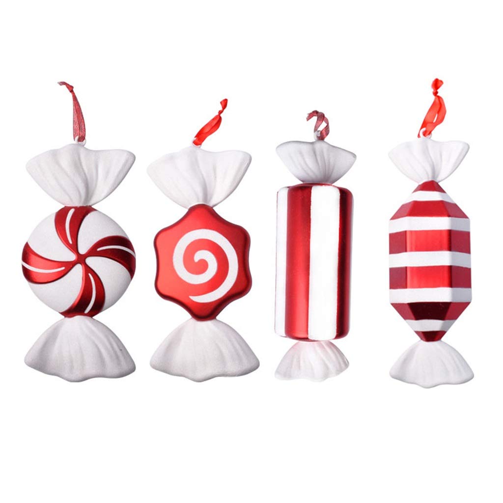 LINFEIKLJ 32CM Red and White Christmas Baubles - Hand-Painted Candy Ornaments for Xmas Tree Decor, Home, Party & Holiday Festivities | Perfect for Christmas Decorations, Gift Giving & Winter Celebrations