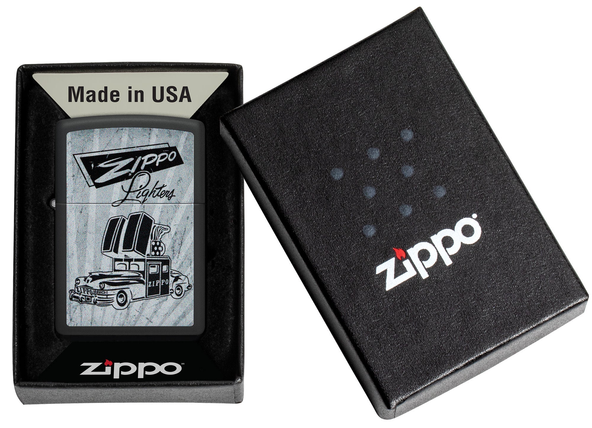 Zippo Classic Windproof Lighter with Car Design - Perfect for Outdoor Adventures, Camping & Everyday Use