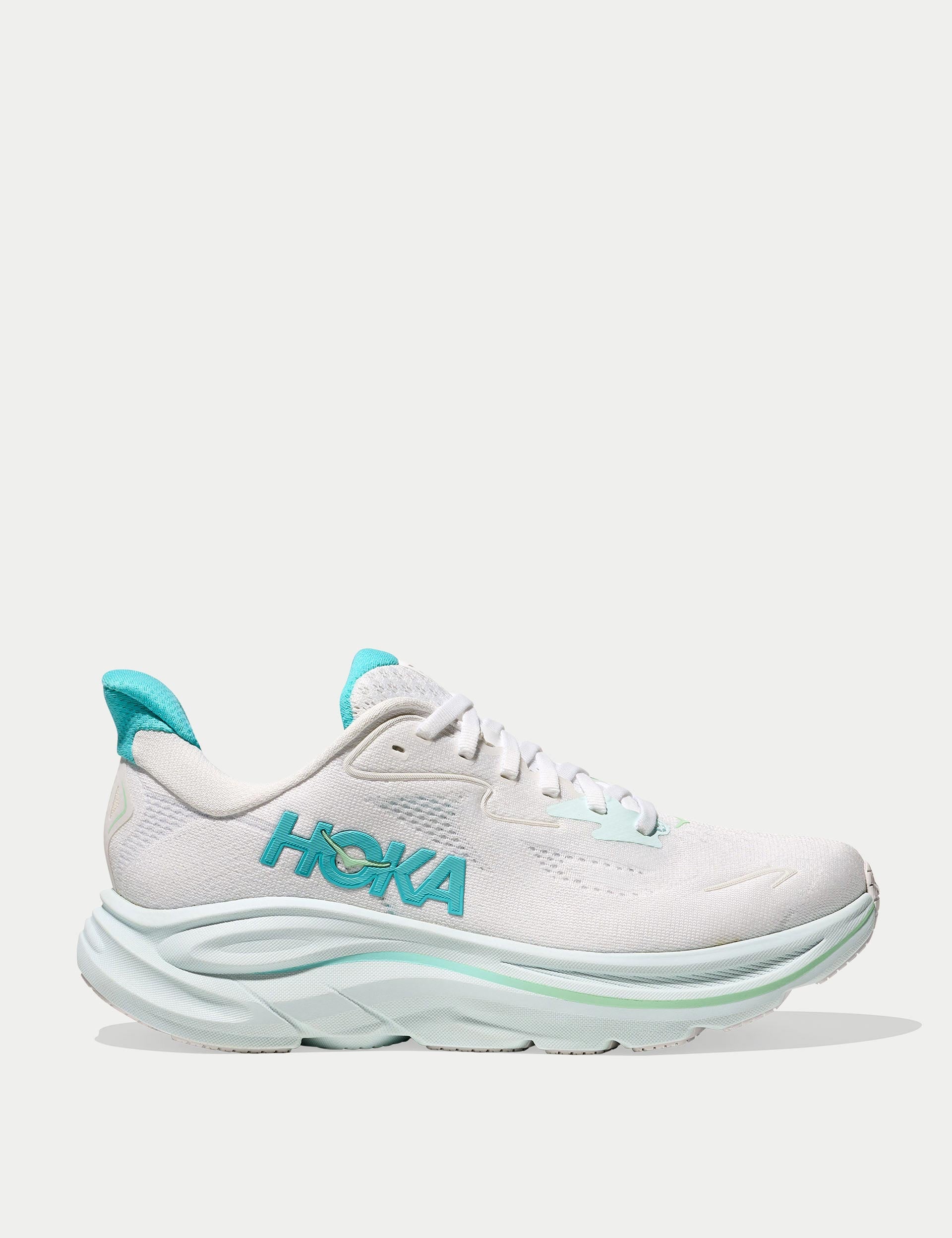Hoka Clifton 10 Running Shoes for Men & Women - White/Cielo Blue - Lightweight Cushioned Sneakers for Jogging, Walking & Everyday Wear