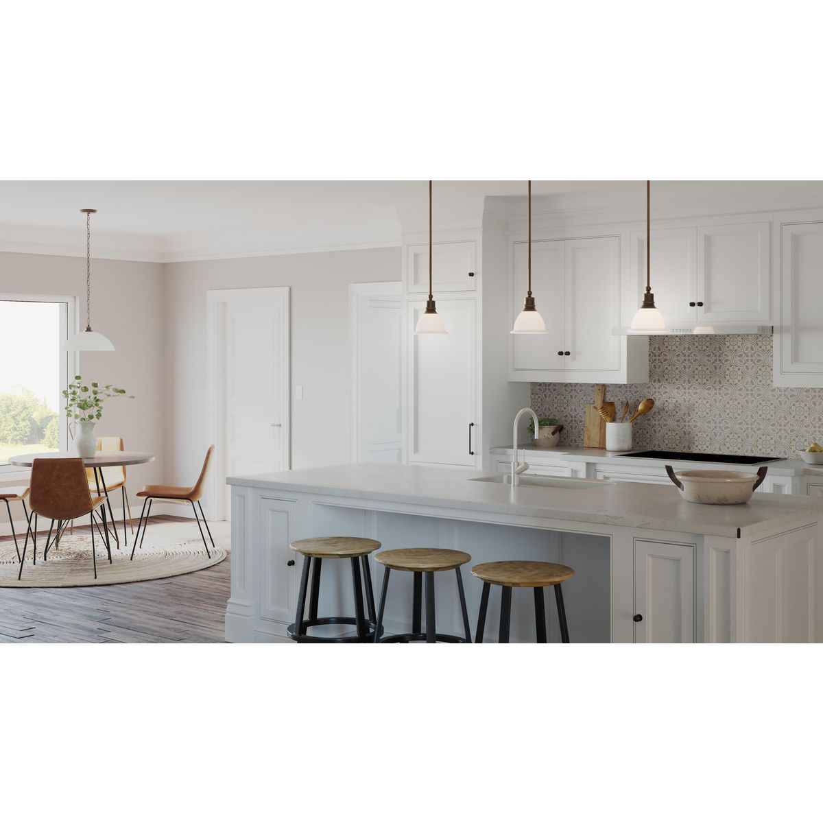 Vintage Dome Pendant Light Fixture - Single Bulb Hanging Chandelier for Dining Room, Kitchen Island & Bedroom Lighting
