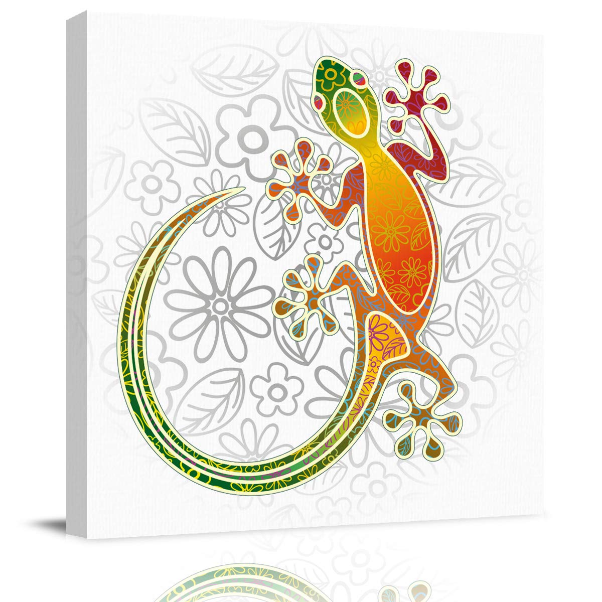 Modern Square Canvas Wall Art - Wild Reptile Gecko Painting for Bedroom, Bathroom, Kitchen & Living Room Decor - Stretched Wooden Frame, Ready to Hang - 20x20 Inches - Perfect for Home, Office & Hotel Wall Decor