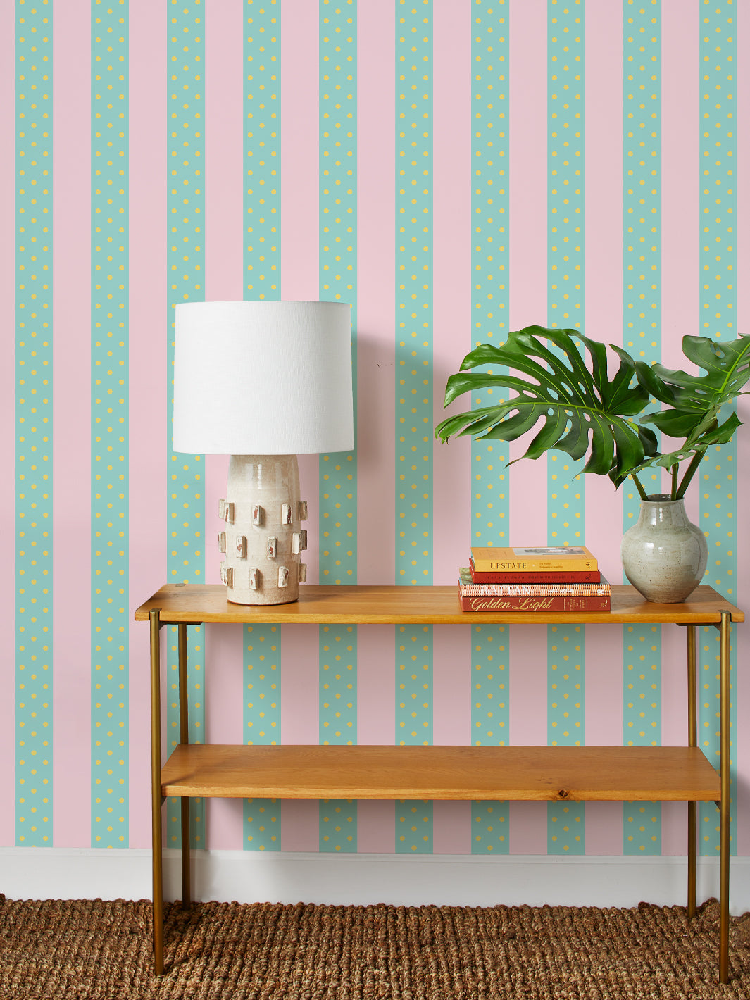 Barbie™ Just Ken Stripe Wallpaper - Pink & Mint Aesthetic Peel and Stick Wallpaper for Bedroom, Nursery, or Home Decor