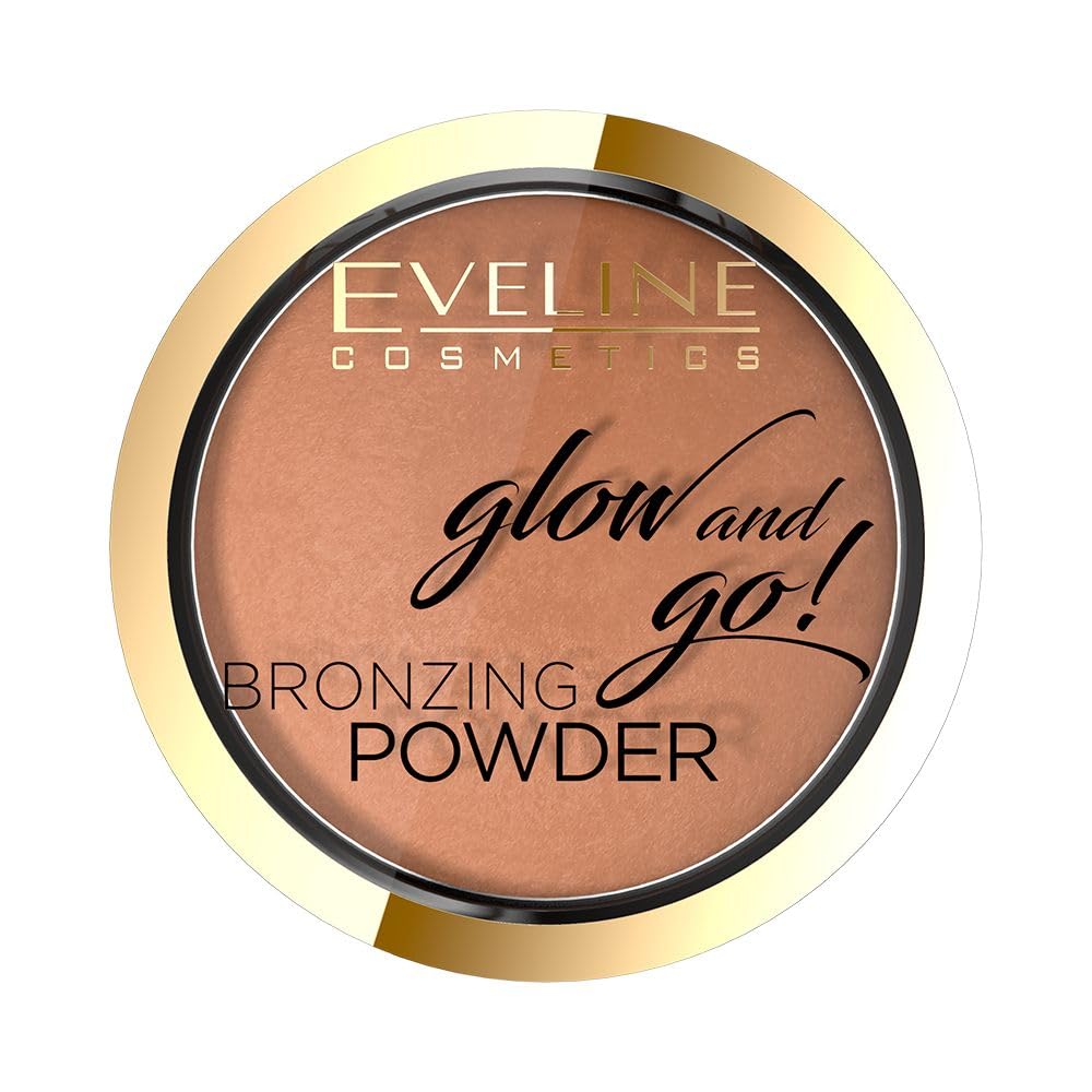 Eveline Cosmetics Glow and Go Silky Smooth Baked Bronzer No.02 Jamaica Bay - Natural Radiant Look, Matte Finish, Long-Lasting Makeup | Perfect for Beach Days, Summer Glow & Contouring