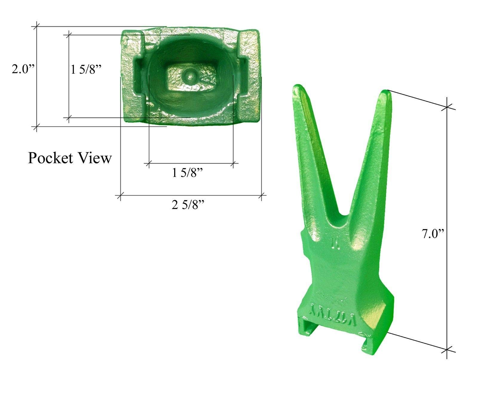 10-Pack Esco Style Super V Backhoe & Excavator Rock Bucket Teeth with Pins - V17TVY - Durable Replacement Parts for Heavy-Duty Digging and Excavation Work