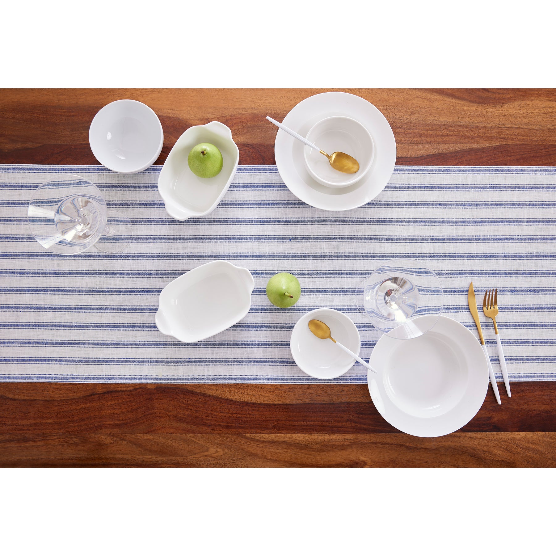 Capri Ticking Stripe Table Runner - 16 Inch & 18 Inch Wide Cotton Farmhouse Decor for Dining Table, Buffet, and Kitchen Island
