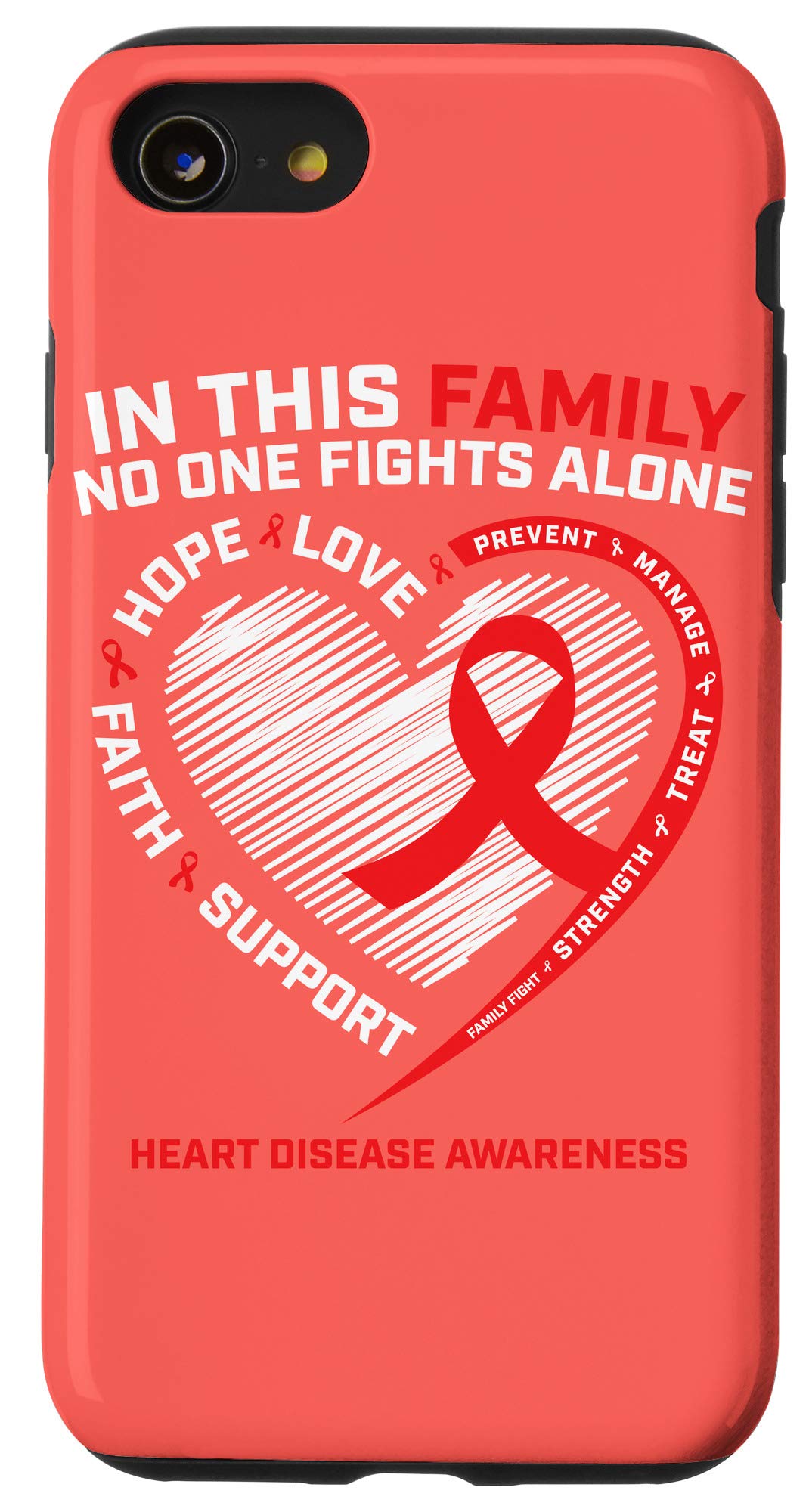 iPhone SE (2020) / 7 / 8 Heart Disease Awareness Phone Case - Red Ribbon Design for Charity Support | Perfect for Fundraising Events & Health Awareness Campaigns