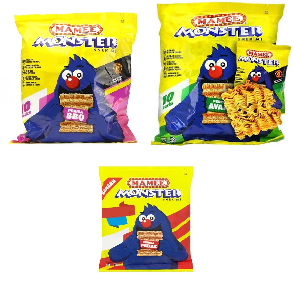 Mamee Monster Snack Noodles Family Pack - 240 Packs (25g Each, Assorted Flavors) - Perfect for School Lunches, Parties & On-the-Go Snacking