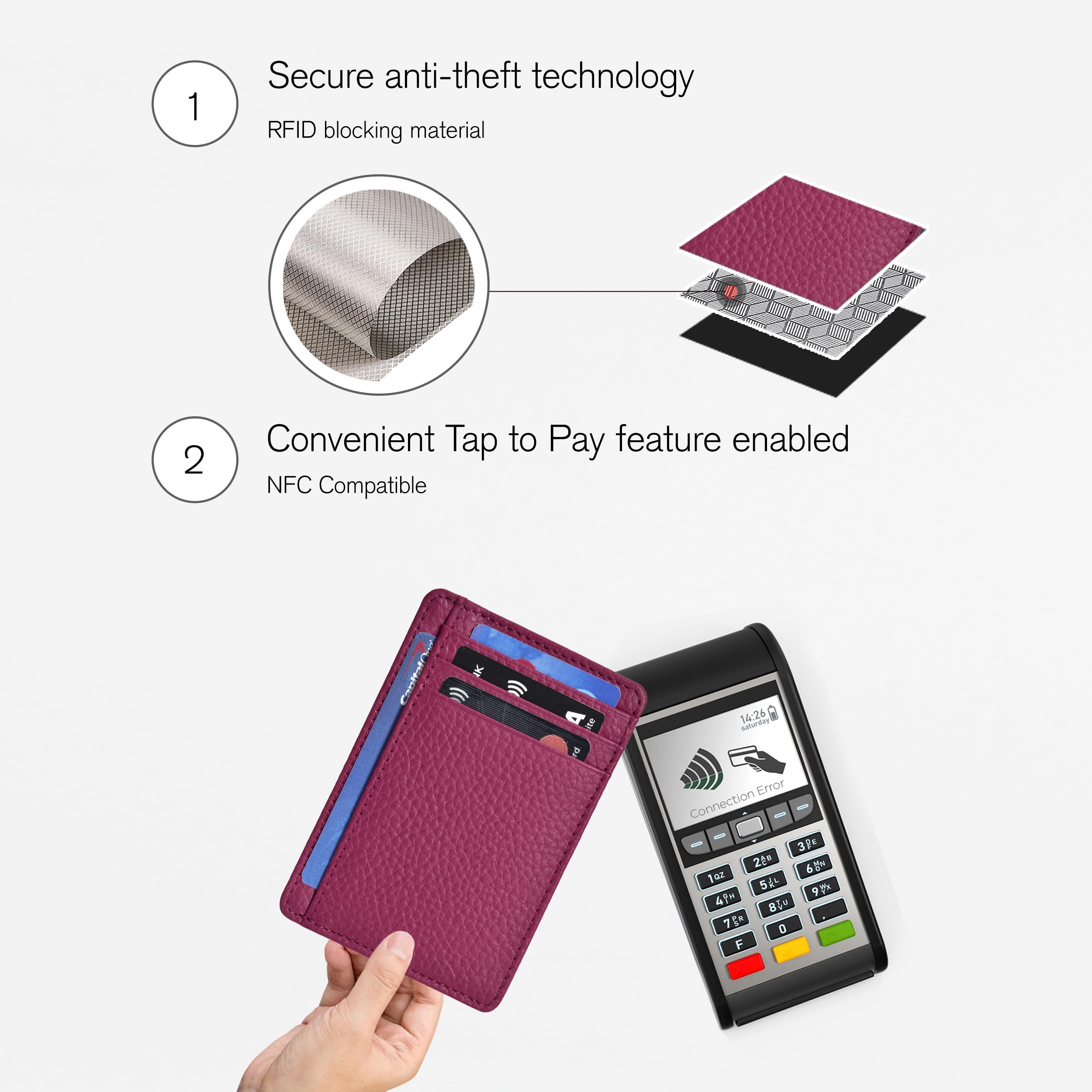 Slim RFID Blocking Leather Wallet for Men & Women - Minimalist Front Pocket Card Holder with Money Clip | Perfect for Travel, Everyday Carry & Business Use