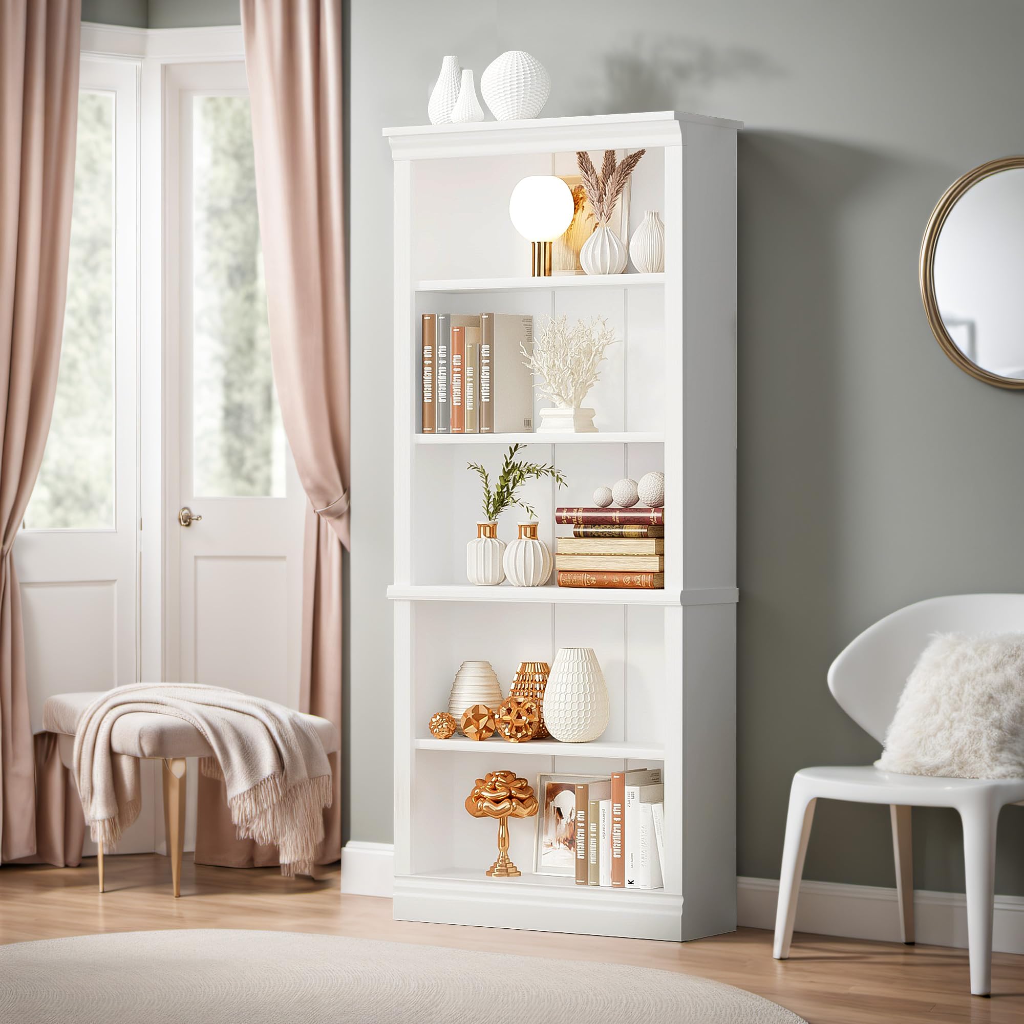 Furniwell 5-Shelf Tall Bookcase 72