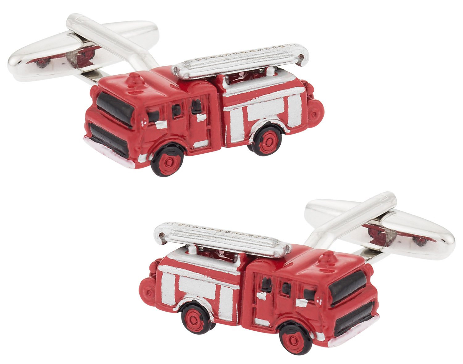 Fireman Cufflinks for Men - Red Fire Engine Design Cuff Links with Gift Box | Perfect Firefighter Gifts for Dad, Husband, Hero | Ideal for Weddings, Promotions & Formal Events