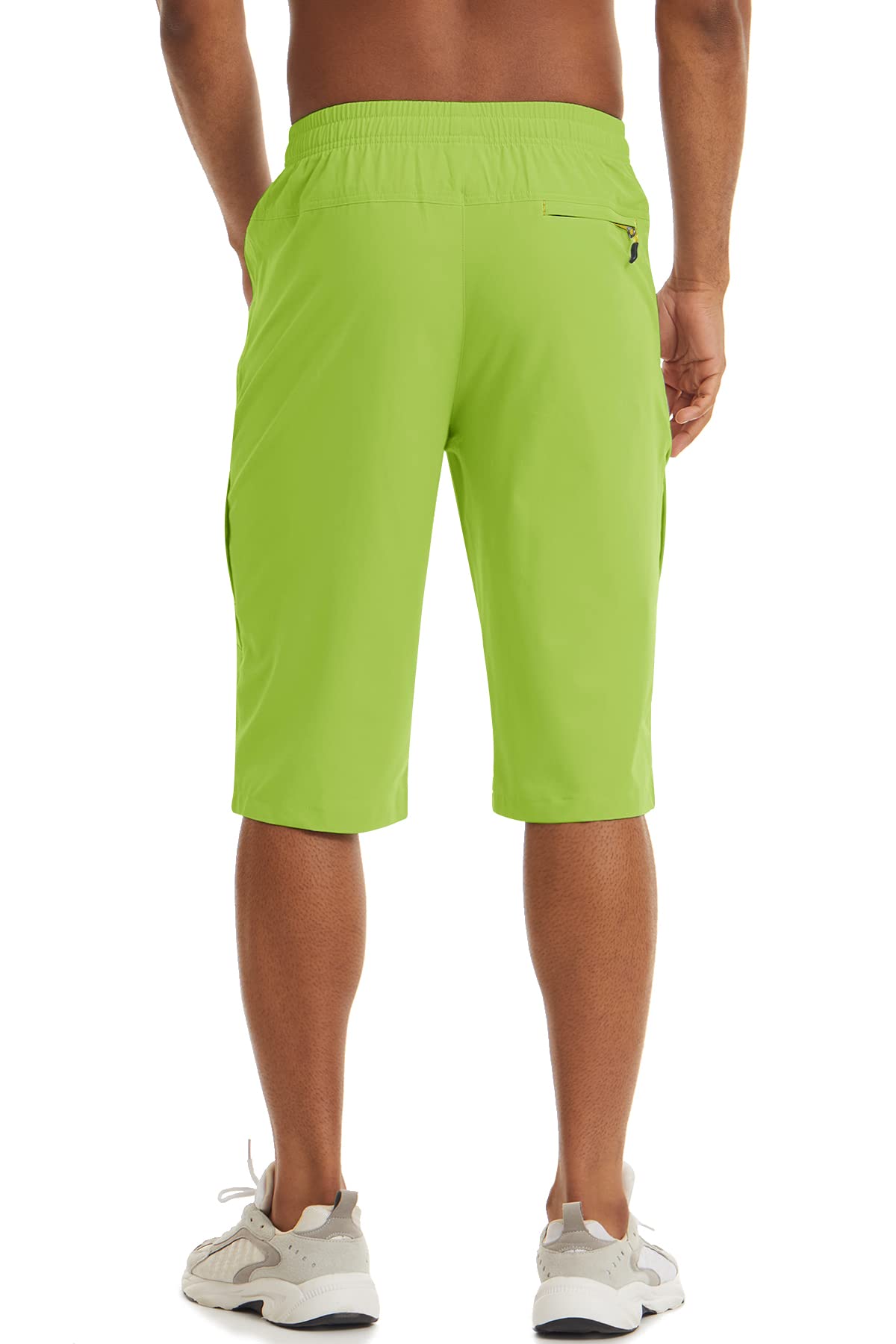TACVASEN Men's Quick Dry Hiking 3/4 Long Capri Shorts - Athletic Workout Running Shorts with Zipper Pockets - Lightweight & Breathable for Outdoor Sports, Gym & Travel