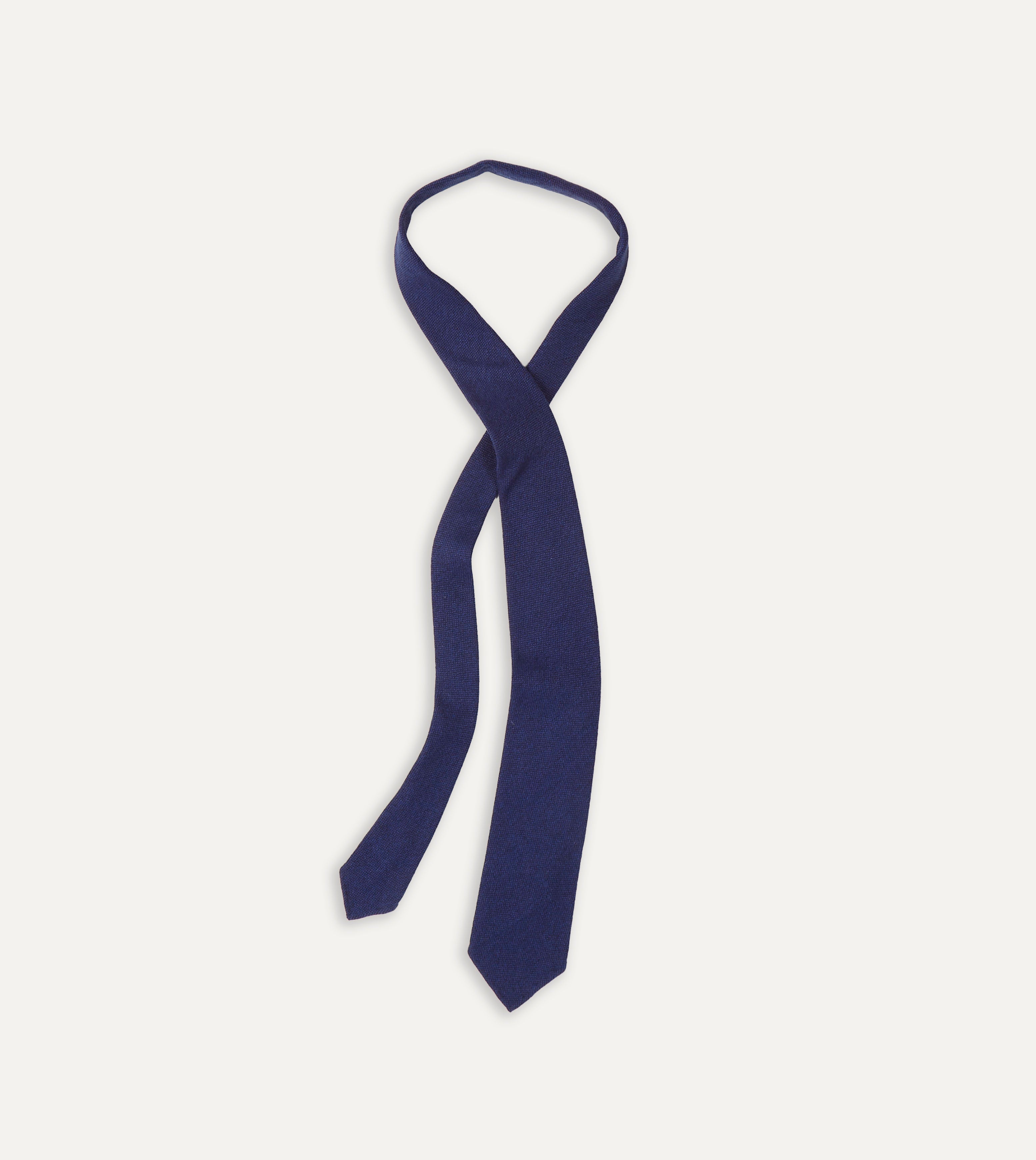 Premium Light Navy Pure Cashmere Necktie - Hand Rolled Solid Color Silk Lining - Perfect for Business Meetings, Weddings & Formal Occasions