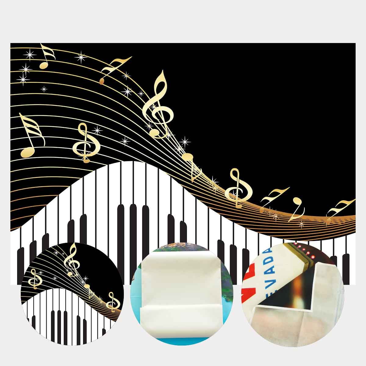 10x7ft Music Notes Backdrop - Black & White Keys for Photography & Events