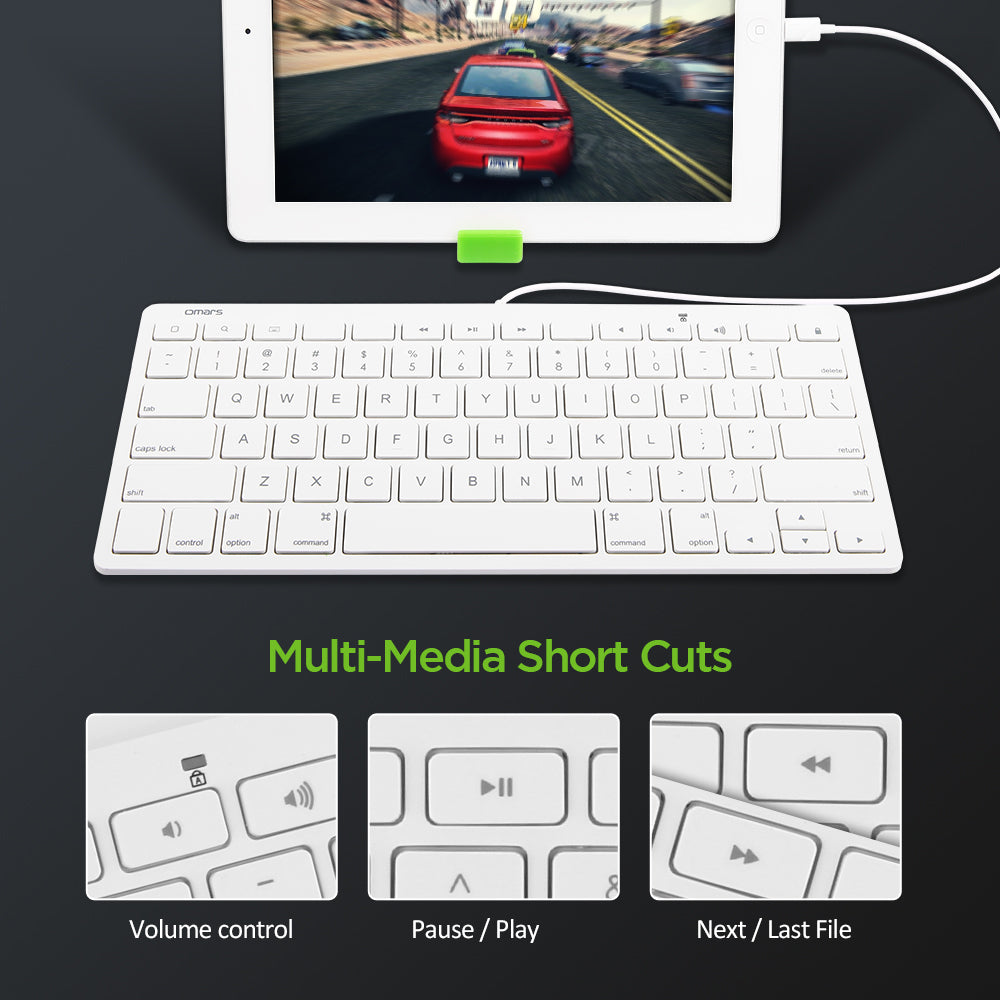 MFI Certified iPad Wired Keyboard with Lightning Connector - Compatible with iPhone/iPad/iPod Touch (8-Pin) - Perfect for Online Tests, School Work & Mobile Typing