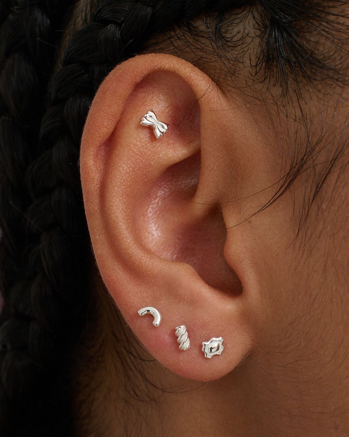 Sterling Silver Pasta Shapes Earrings Set - Unique Foodie Jewelry for Italian Cuisine Lovers & Cooking Enthusiasts