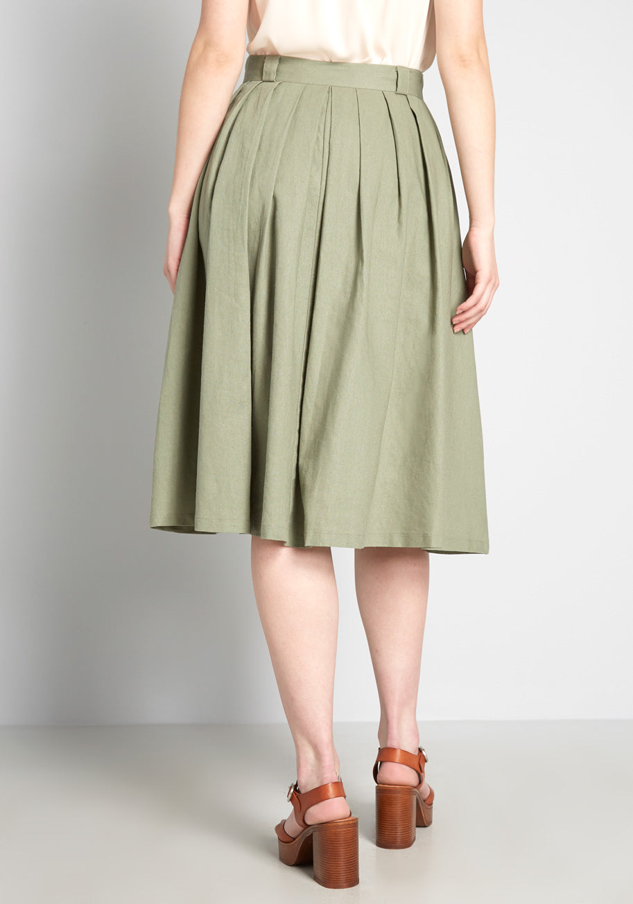 Effortless Feature Midi Skirt for Women - Stretchy Comfortable Flowy A-Line Skirt | Perfect for Work, Date Night & Casual Outings