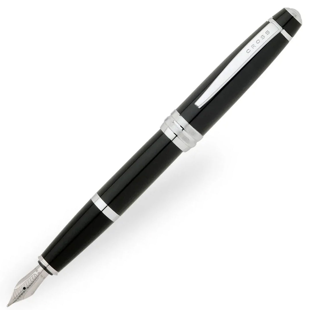 Cross Bailey Fountain Pen - Black Lacquer Gold Trim, Medium Nib, Smooth Writing for Professionals & Students - Perfect for Office, School & Gift Giving