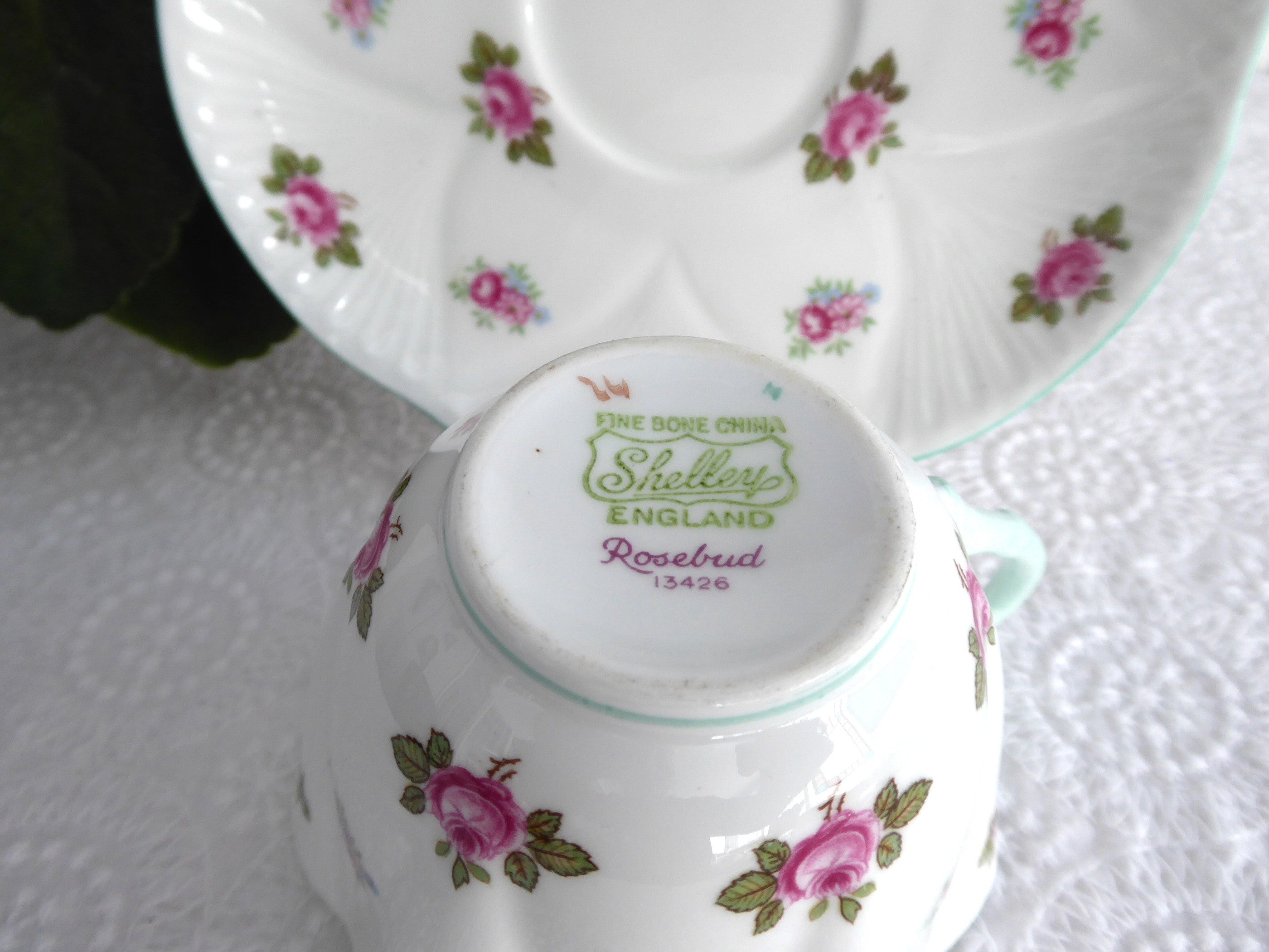 Elegant Shelley Teacup and Saucer Set - Vintage Rosebud Design with Blue Trim, Fine Bone China - Perfect for Afternoon Tea, Bridal Showers & English Tea Parties