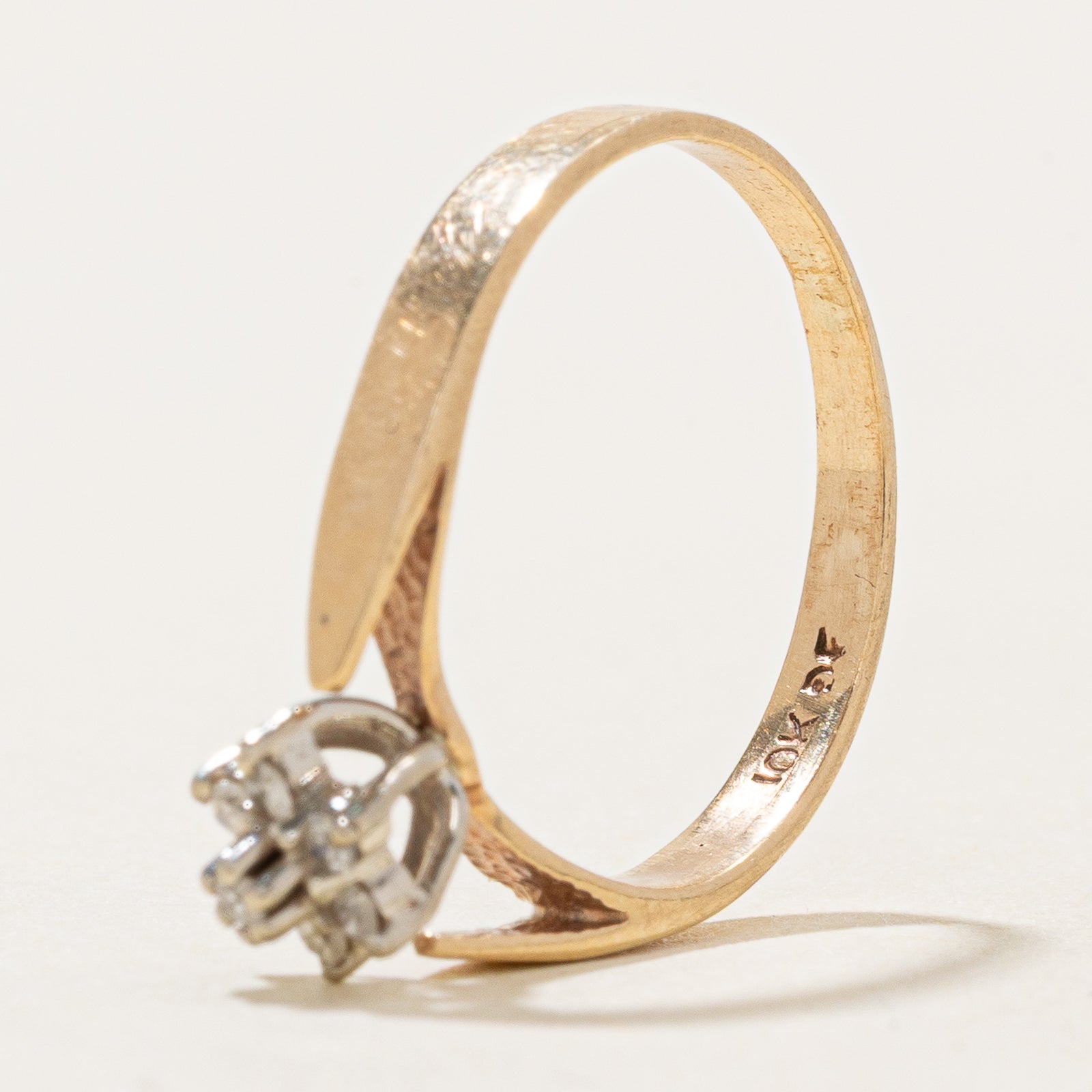 0.07ctw Diamond Cluster Petal Ring - Size 3.75 - Elegant Floral Design Wedding Band, Anniversary Gift for Her - Perfect for Engagement, Valentine's Day & Special Occasions