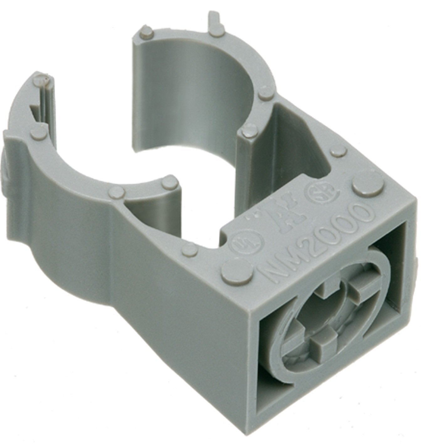 Arlington NM2020-100 Gray Non-Metallic UV-Resistant Quick-Latch Pipe Hanger for 1-Inch EMT Conduit - 100 Pack | Ideal for Outdoor Electrical Wiring & Conduit Support