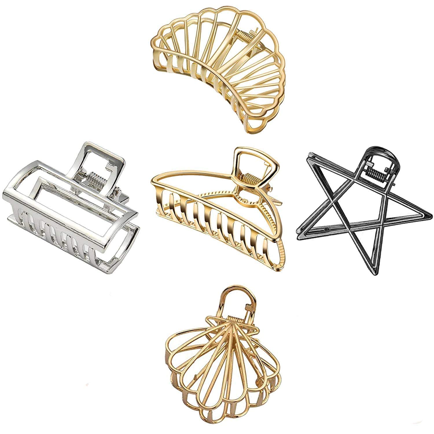 Medium-Sized Multi-Color Imported Metal Butterfly Hair Clips for Women - Pack of 5 | Stylish Hair Accessories for Everyday Wear, Parties & Special Occasions