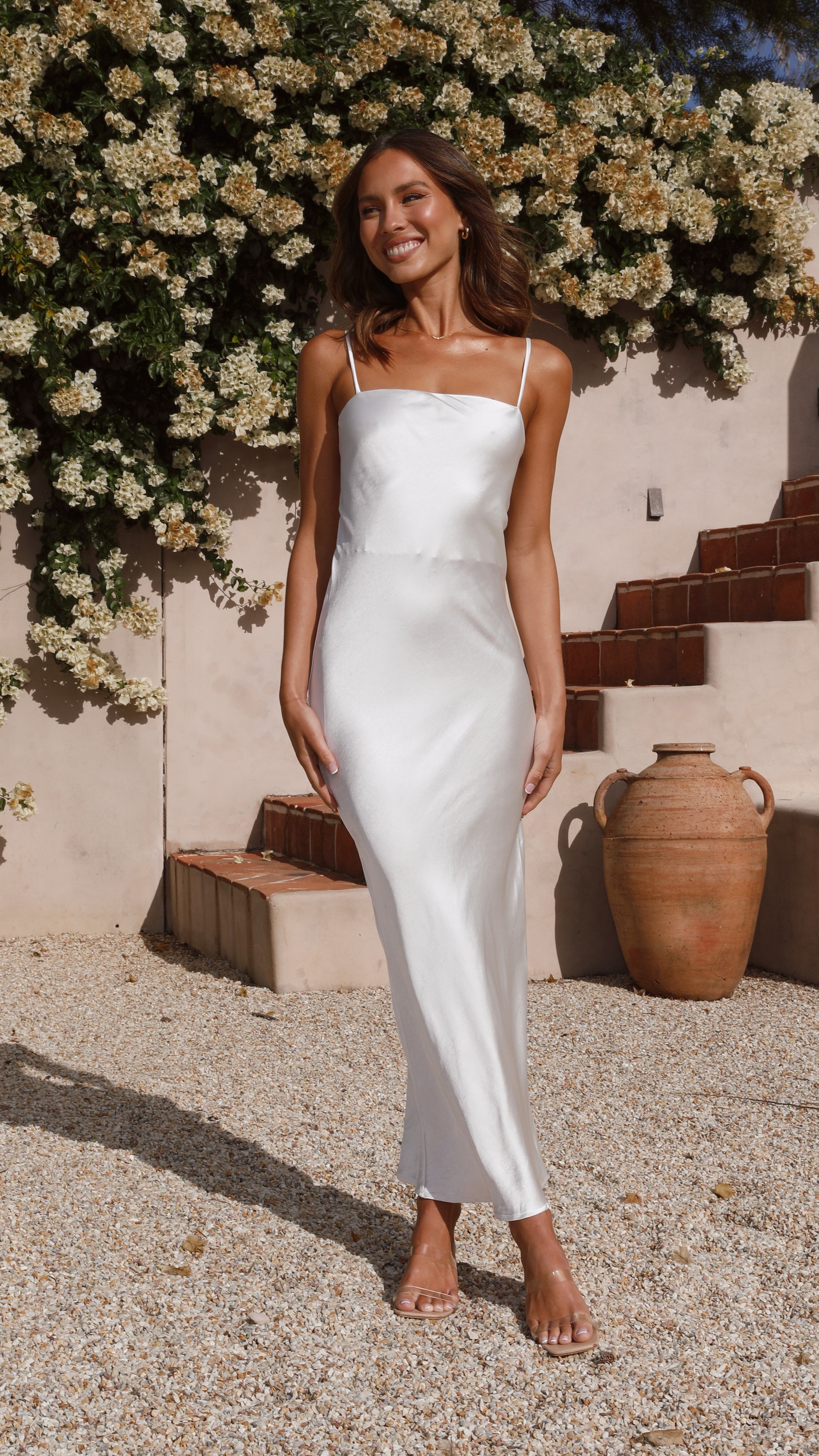 Keira Maxi Dress with Pearl Embellishments - Elegant Long Flowy Dress for Women - Perfect for Weddings, Parties & Summer Outings
