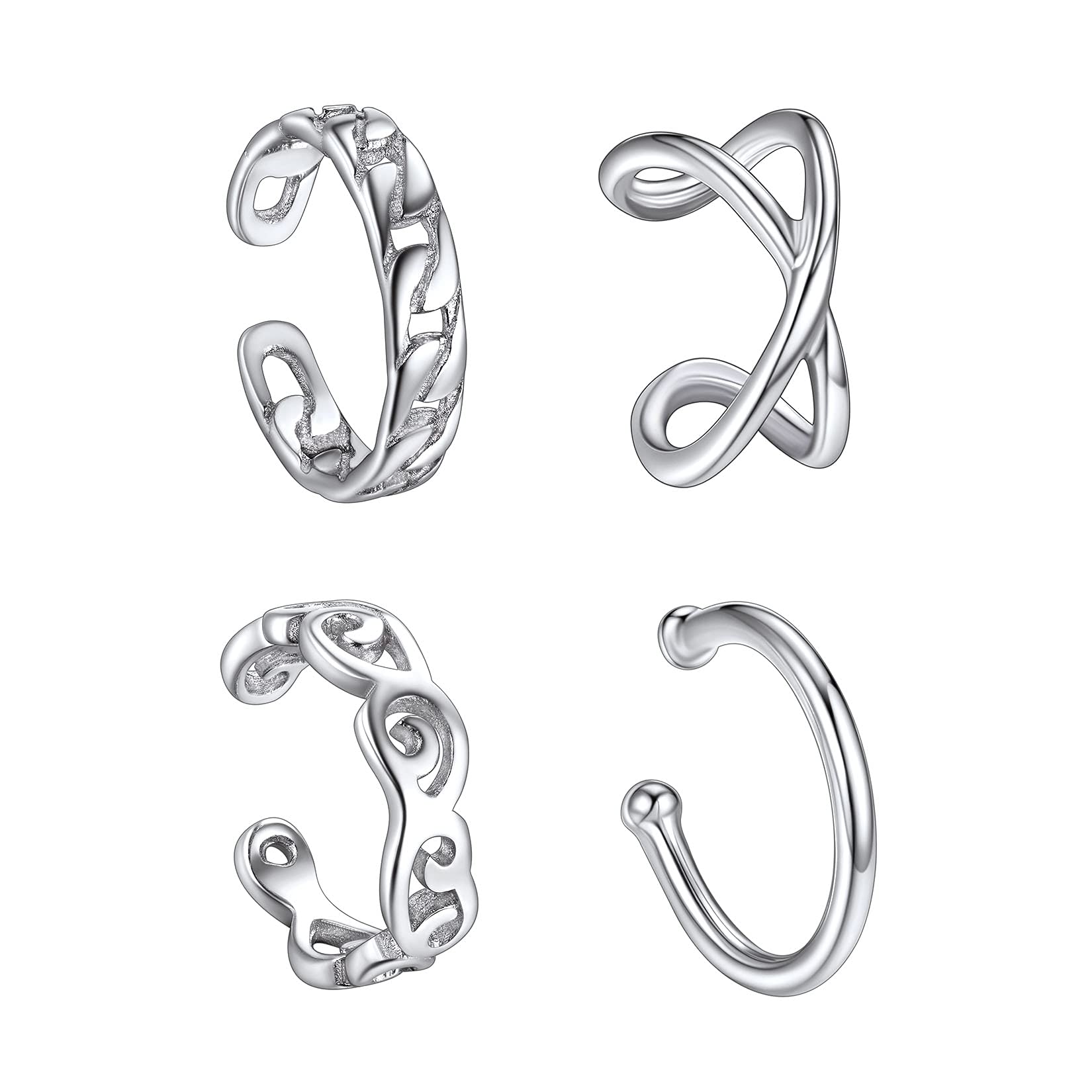 Suplight 925 Sterling Silver Non-Piercing Ear Cuff - Clip On Helix Cartilage Wrap Earrings for Women & Teen Girls | Trendy Boho & Party Jewelry for Everyday Wear & Special Occasions