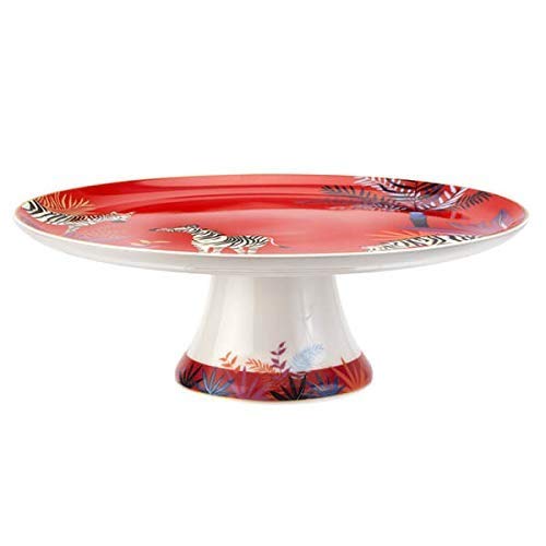 Portmeirion Sara Miller London Tahiti 10.5 Inch Zebra Print Footed Cake Stand - Fine China Dessert Plate for Cakes, Cupcakes & Pastries | Dishwasher & Microwave Safe | Perfect for Tea Parties, Bridal Showers & Elegant Dessert Displays