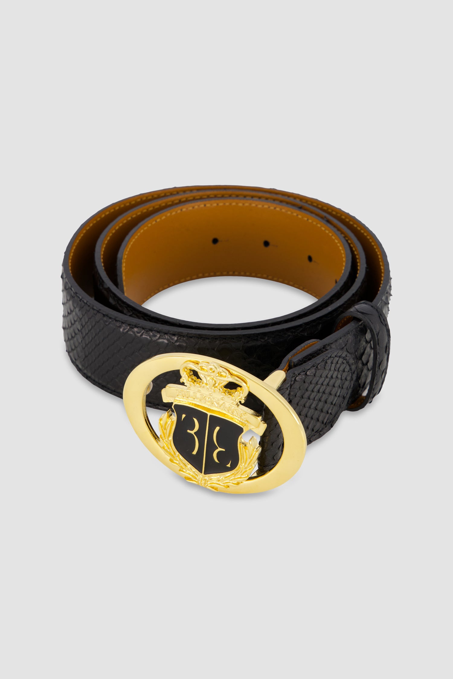 Billionaire Black Python Skin Belt for Men - Luxury Designer Fashion Accessory for Formal Events, Weddings & Business Attire