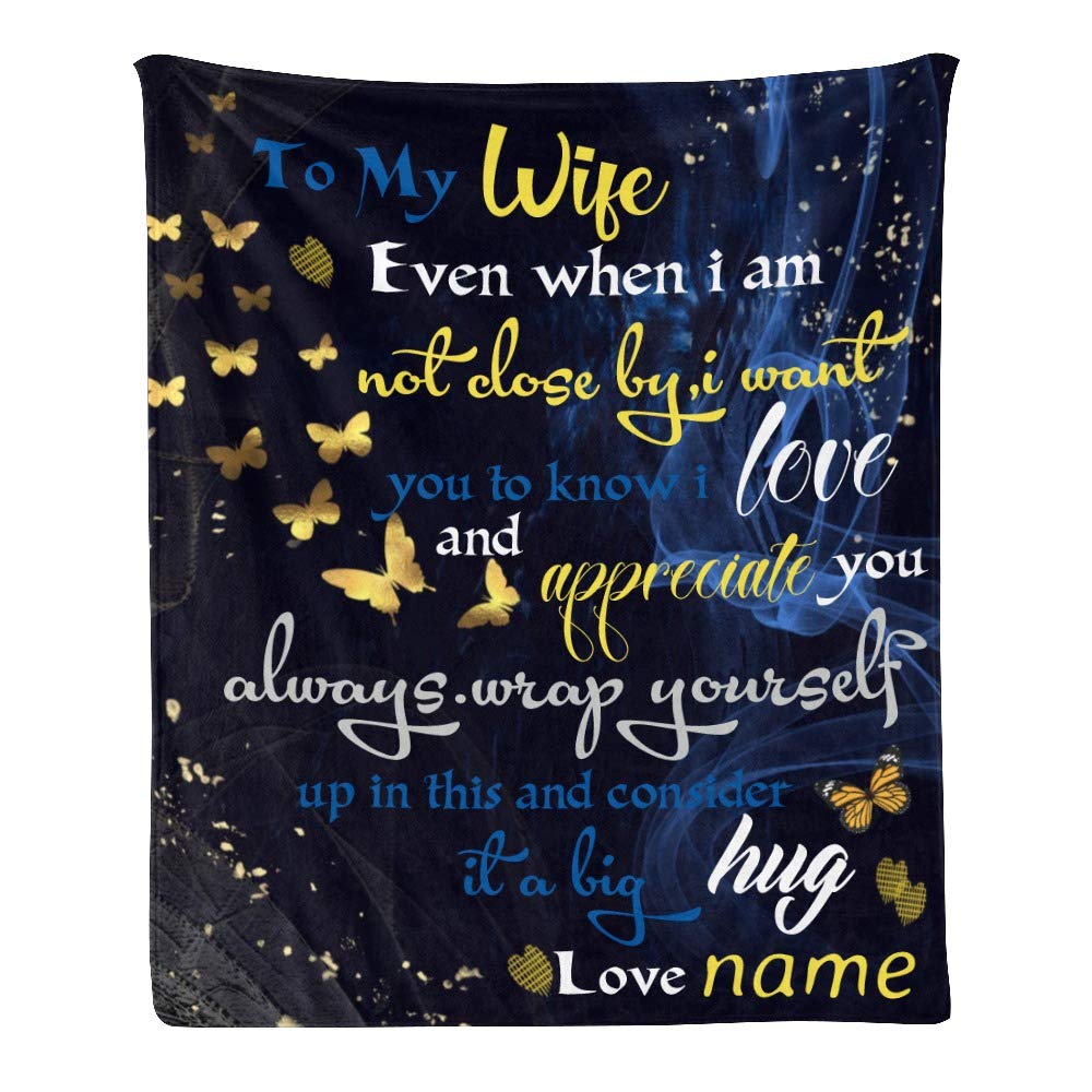 Personalized Fleece Throw Blanket with Name Text - Super Soft Custom Blanket for Wife, Couch, Sofa & Bed (50x60 Inches) - Perfect for Gifts, Anniversaries & Cozy Nights