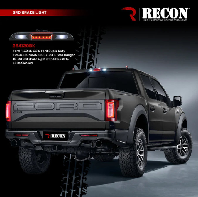 Ford F150 2015-2020 3rd Brake Light Replacement with CREE XML LEDs & Smoked Lens - Does NOT Fit OEM Cargo Bed Camera Models - Perfect for Truck Upgrades & Night Driving Safety