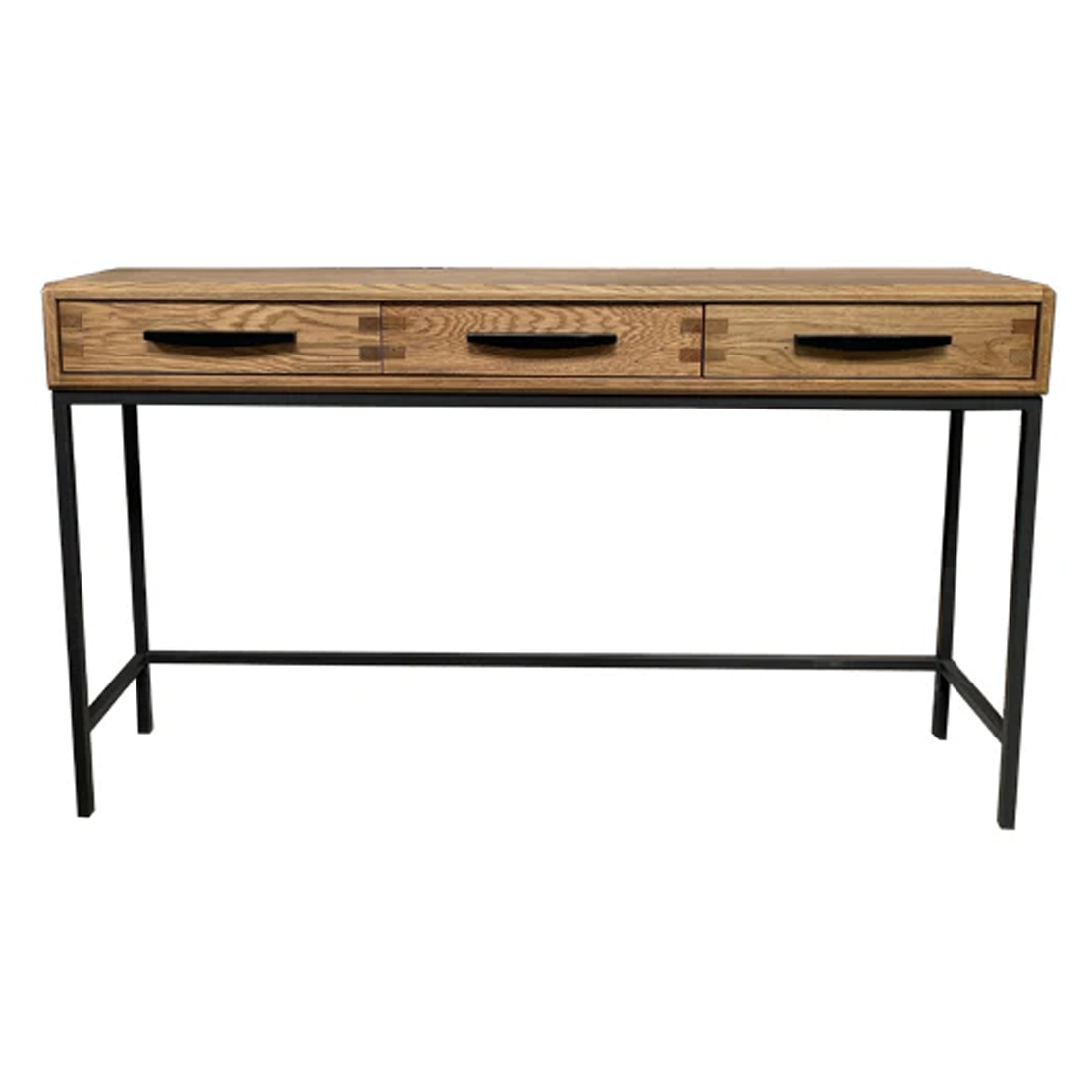Hartley 3-Drawer Console Table - Natural Oak Finish for Living Room, Entryway, or Bedroom Storage
