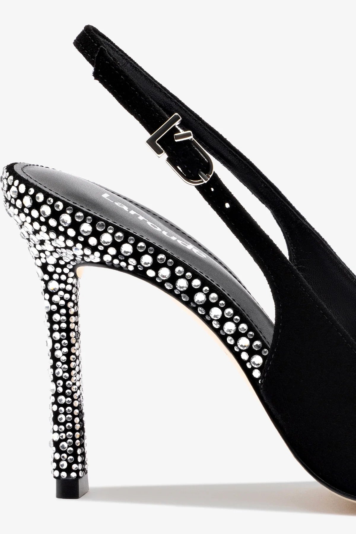 Kaitlan Crystal Pump Black Suede High Heels - Elegant Women's Dress Shoes for Parties, Weddings & Special Occasions