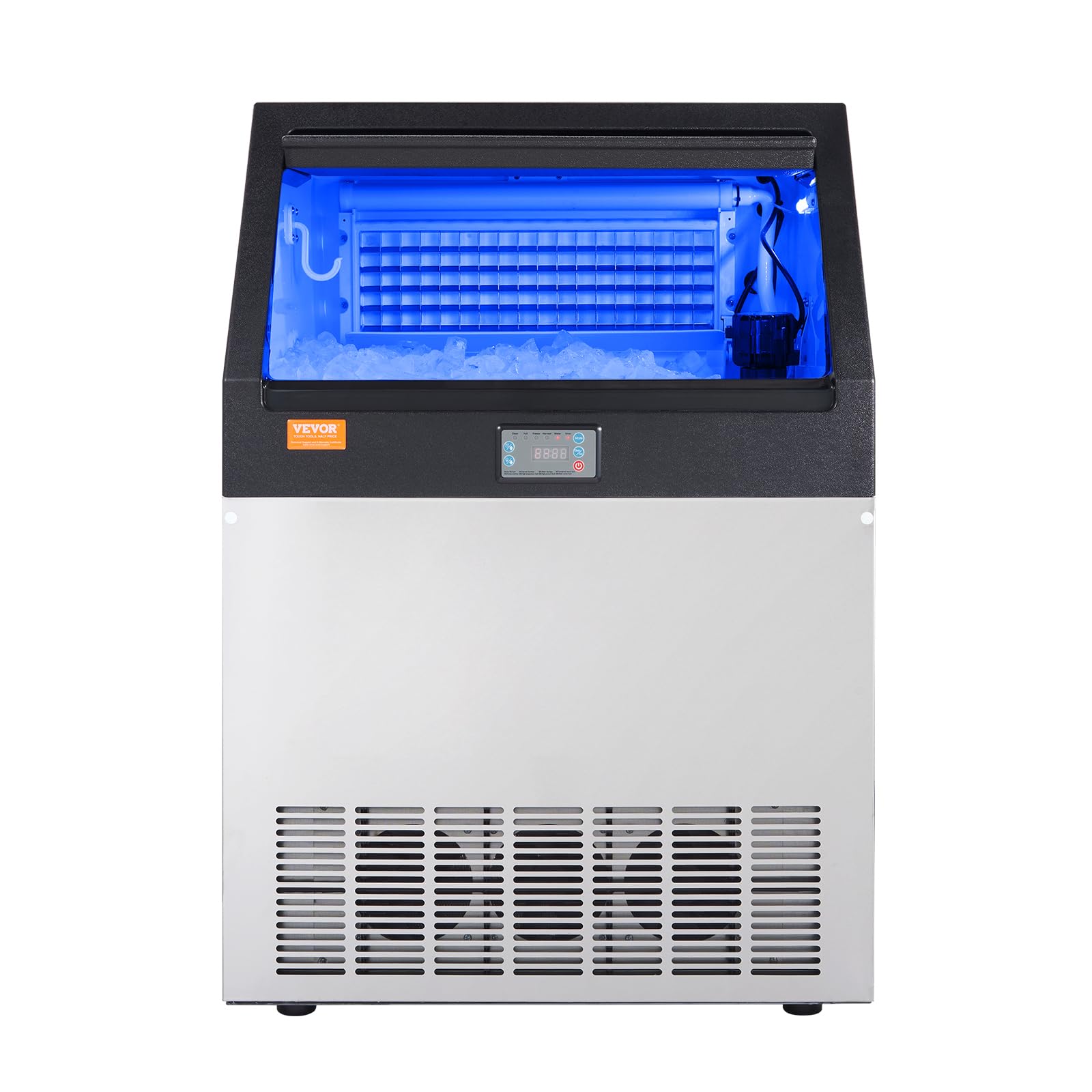 VEVOR Commercial Ice Maker Machine 265LBS/24H with 80LBS Storage - Fast 12-15 Minute Ice Production (90 Cubes) - Perfect for Bars, Restaurants, Home & Office Use - Countertop Ice Machine for Cocktails, Beverages & Food Display