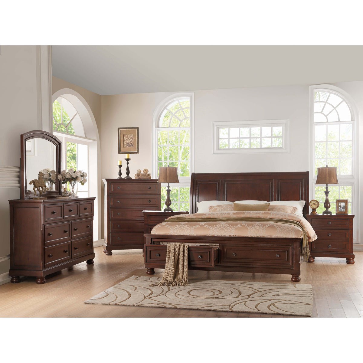 Cherry Blossom Begonia Storage Bed with Underbed Drawers - Space-Saving Bedroom Furniture for Small Apartments & Guest Rooms