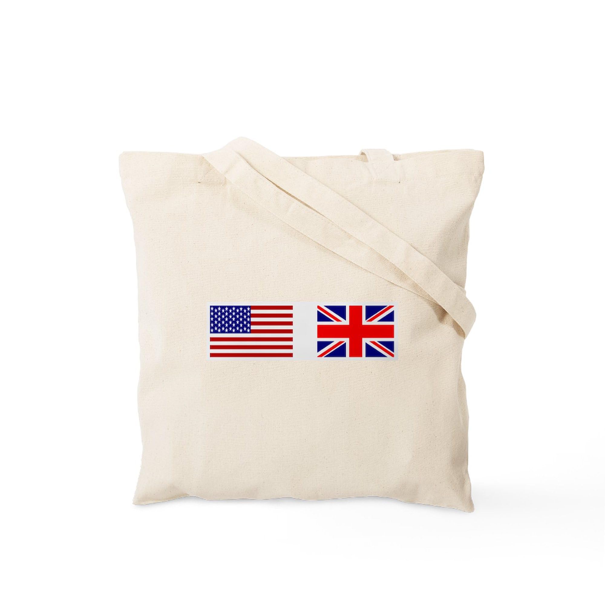 USA & Union Jack Tote Bag - Natural Canvas Reusable Shopping Bag for Groceries, Beach & Daily Use | Eco-Friendly Cotton Tote with Patriotic Design
